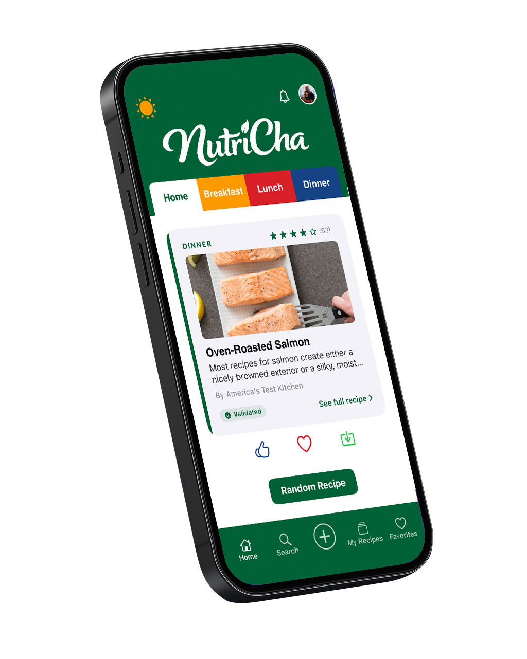 NutriCha app showing a recipe collection